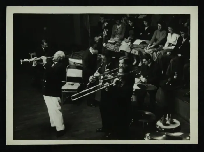 Framed Print : Sidney Bechet (soprano saxophone) in concert at Colston Hall, Bristol, 1956. Artist Framed Print : Sidney Bechet (soprano saxophone) in concert at Colston Hall, Bristol, 1956. Artist
