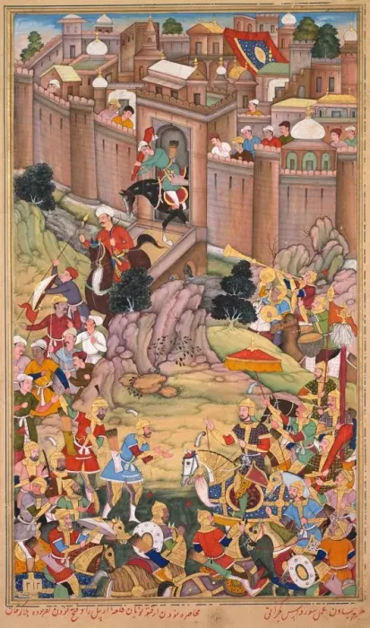 Framed Print : The siege of Arbela in the era of Hulagu Khan, page from a Chingiz-nama... c. 1596 Framed Print : The siege of Arbela in the era of Hulagu Khan, page from a Chingiz-nama... c. 1596