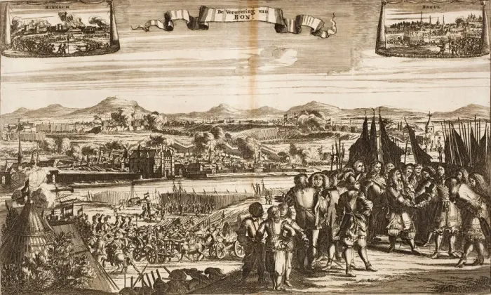 Framed Print : The Siege of Bonn, 1689 (From: Schauplatz des Krieges). Creator: Anonymous Framed Print : The Siege of Bonn, 1689 (From: Schauplatz des Krieges). Creator: Anonymous
