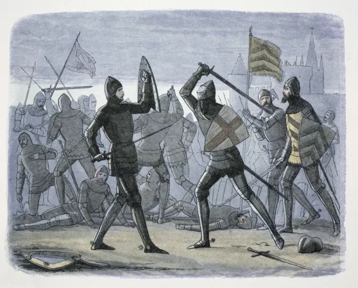 Framed Print : The Siege of Calais, France, 1346-1347 (1864). Artist: James William Edmund Doyle Framed Print : The Siege of Calais, France, 1346-1347 (1864). Artist: James William Edmund Doyle