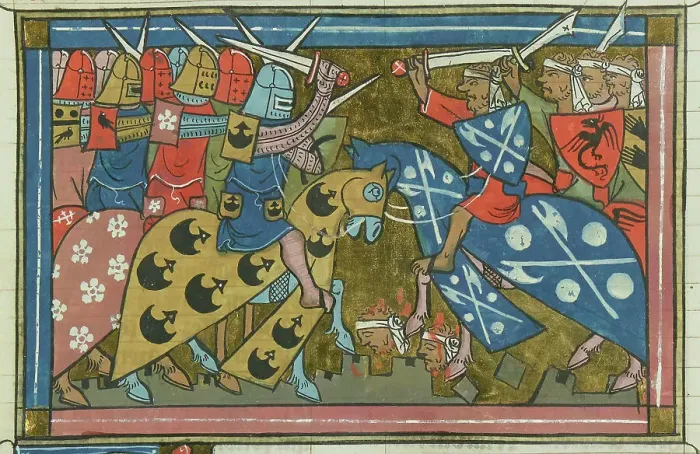 Framed Print : The siege of Damascus in July 1148 (From Li rommans de Godefroy de Buillon et de Salehadin'), 1337. Creator: Maître de Fauvel (active 1314-1340). The siege of Damascus in July 1148 Framed Print : The siege of Damascus in July 1148 (From Li rommans de Godefroy de Buillon et de Salehadin'), 1337. Creator: Maître de Fauvel (active 1314-1340). The siege of Damascus in July 1148