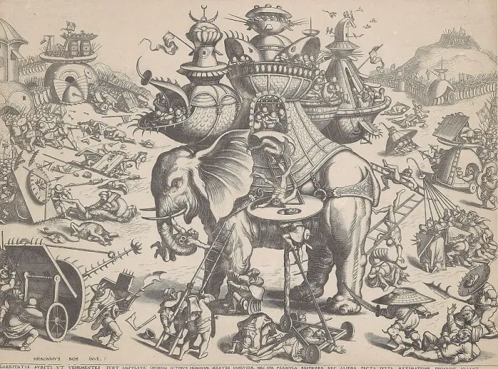Framed Print : The Siege of an Elephant, c. 1550 Framed Print : The Siege of an Elephant, c. 1550