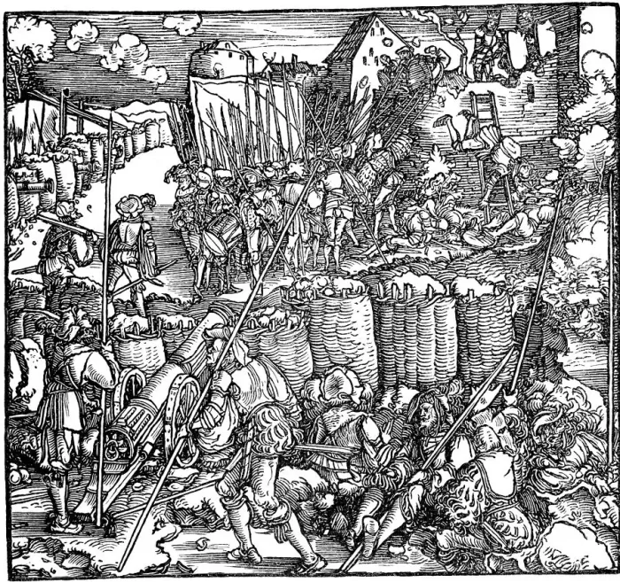 Framed Print : Siege of a fortress. Illustration from the book Phisicke Against Fortune by Petrarch, 1532 Framed Print : Siege of a fortress. Illustration from the book Phisicke Against Fortune by Petrarch, 1532