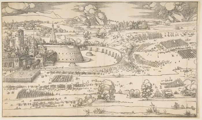 Framed Print : The Siege of a Fortress. n. d. Creator: Albrecht Durer Framed Print : The Siege of a Fortress. n. d. Creator: Albrecht Durer