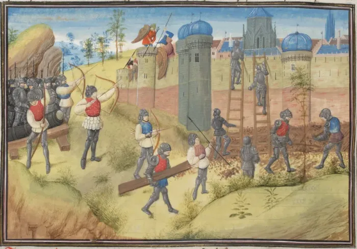 Framed Print : The Siege of Jerusalem, 1099. Miniature from the Historia by William of Tyre, 1460s. Artist: Anonymous Framed Print : The Siege of Jerusalem, 1099. Miniature from the Historia by William of Tyre, 1460s. Artist: Anonymous