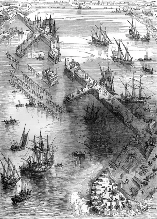 Framed Print : Siege of La Rochelle, France, 1627 (1882-1884) Framed Print : Siege of La Rochelle, France, 1627 (1882-1884)