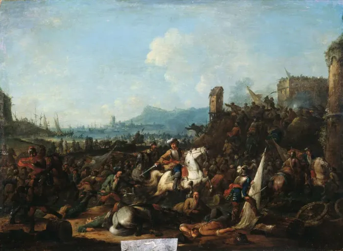 Framed Print : The Siege of La Rochelle in October 1628, early 18th century. Artist: Arnold Frans Rubens Framed Print : The Siege of La Rochelle in October 1628, early 18th century. Artist: Arnold Frans Rubens
