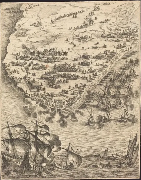 Framed Print : The Siege of La Rochelle [plate 10 of 16; set comprises 1952. 8. 97-112], 1628  /  1631