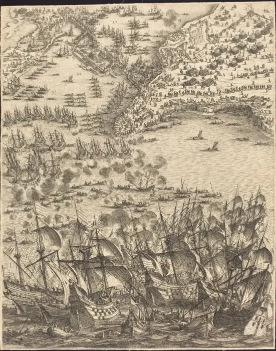Framed Print : The Siege of La Rochelle [plate 11 of 16; set comprises 1952. 8. 97-112], 1628  /  1631