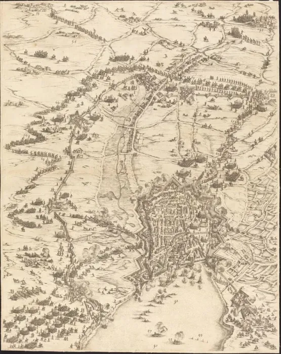Framed Print : The Siege of La Rochelle [plate 6 of 16; set comprises 1952. 8. 97-112], 1628  /  1631