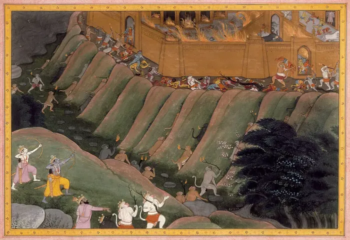Framed Print : The Siege of Lanka, Folio from a Ramayana (Adventures of Rama), c1800. Creator: Unknown Framed Print : The Siege of Lanka, Folio from a Ramayana (Adventures of Rama), c1800. Creator: Unknown