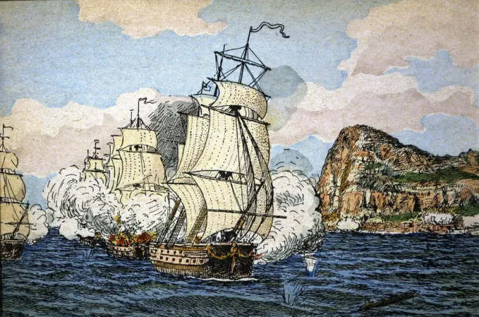 Framed Print : Siege and loss of Gibraltar besieged by the English fleet led by Admiral Rooke on August 4, 1704 Framed Print : Siege and loss of Gibraltar besieged by the English fleet led by Admiral Rooke on August 4, 1704