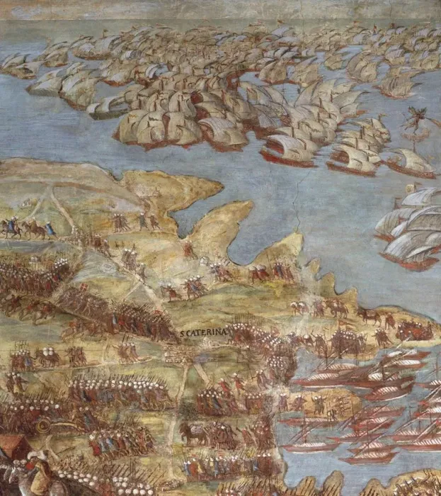 Framed Print : The siege of Malta. Detail. Artist: Perez d Aleccio (da Lecce), Matteo (1547-1616) Framed Print : The siege of Malta. Detail. Artist: Perez d Aleccio (da Lecce), Matteo (1547-1616)