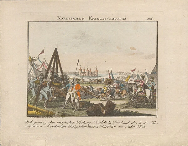 Siege of the Russian fortress Nyslott in Finland, 1788. Creator: Weinrauch