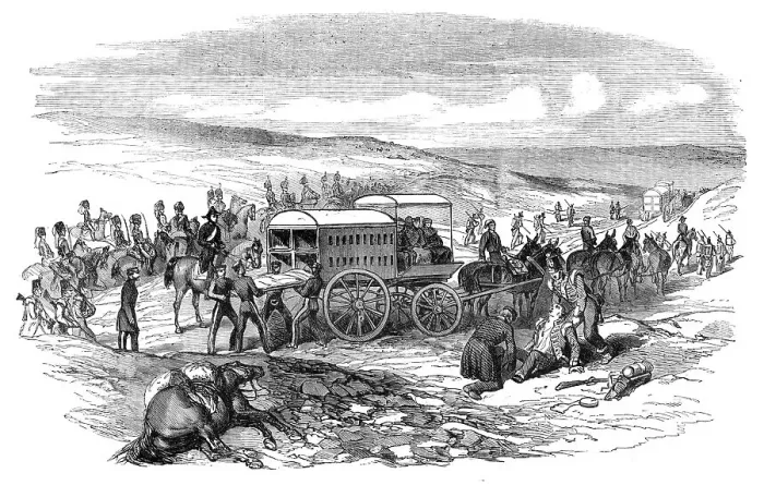 Framed Print : Siege of Sebastopol - Mr. Guthrie's Ambulance Waggons, 1854. Creator: Unknown Framed Print : Siege of Sebastopol - Mr. Guthrie's Ambulance Waggons, 1854. Creator: Unknown