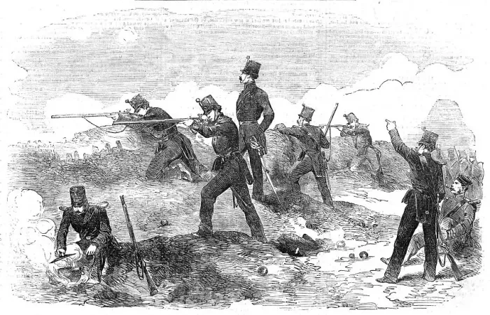 Framed Print : The Siege of Sebastopol - the Rifles in the Trenches, 1854. Creator: Unknown Framed Print : The Siege of Sebastopol - the Rifles in the Trenches, 1854. Creator: Unknown