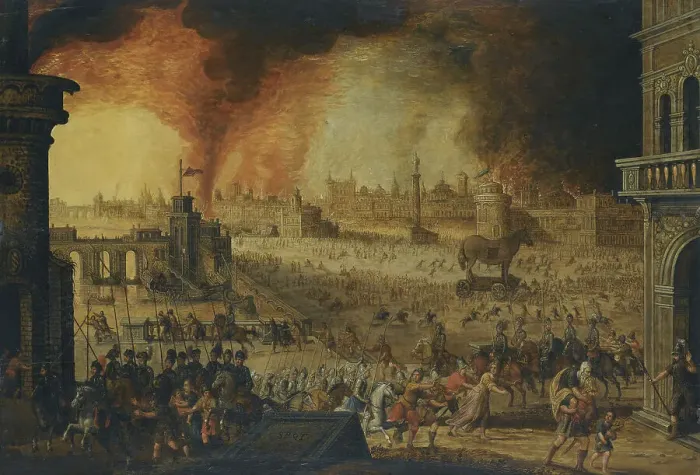 Framed Print : The Siege of Troy, 17th century. Artist: Anonymous Framed Print : The Siege of Troy, 17th century. Artist: Anonymous