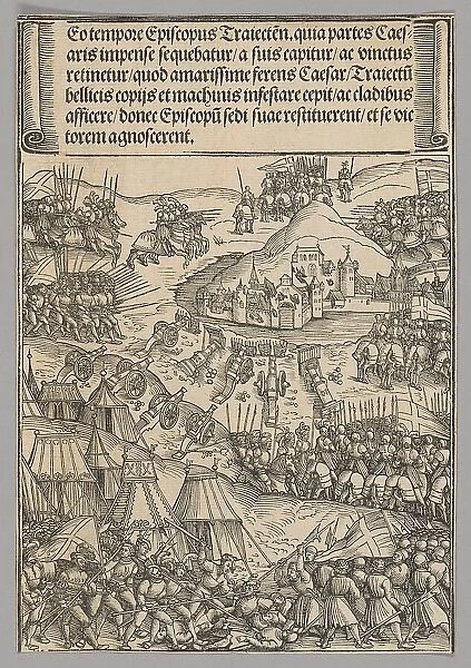 Siege of Utrecht, plate 6 from Historical Scenes from the Life of Emperor... printed c. 1520. Creator: Wolf Traut