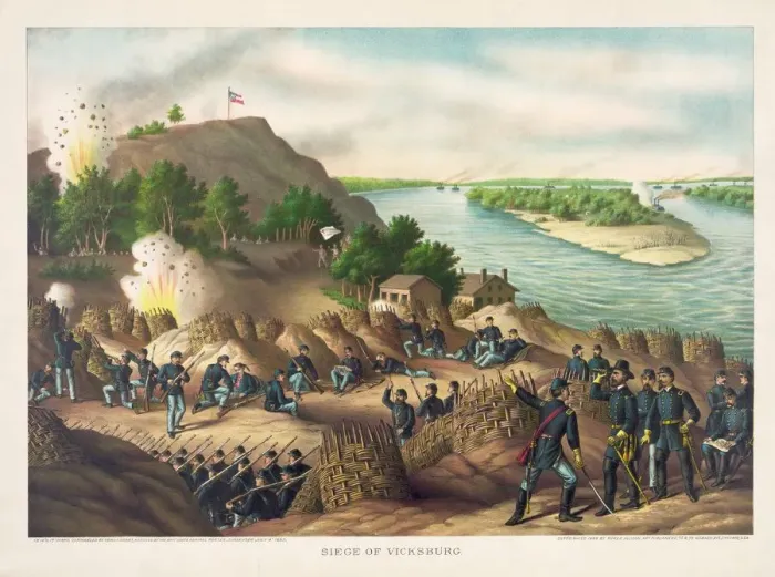 Framed Print : Siege of Vicksburg--Surrender, July 4, 1863, pub. 1888 (colour lithograph) Framed Print : Siege of Vicksburg--Surrender, July 4, 1863, pub. 1888 (colour lithograph)