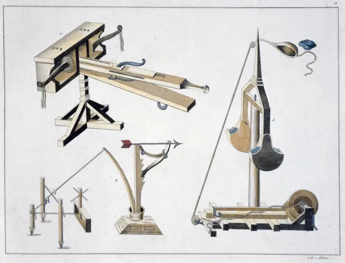 Framed Print : Siege weapons, 1842. Artist: Friedrich Martin von Reibisch Framed Print : Siege weapons, 1842. Artist: Friedrich Martin von Reibisch