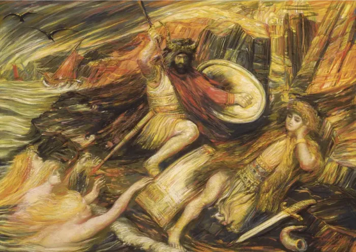 Framed Print : Siegfrieds Death. Artist: De Groux, Henry (1867-1930) Framed Print : Siegfrieds Death. Artist: De Groux, Henry (1867-1930)