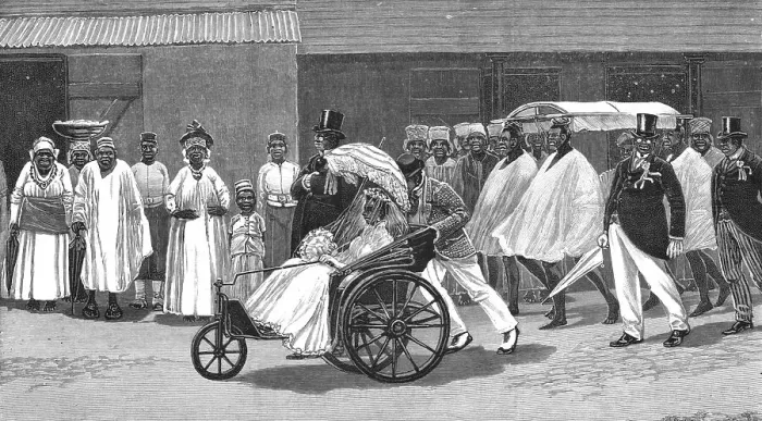 Framed Print : Sierra Leone Street Scenes -- A Marriage in High Life, 1890. Creator: Unknown. Sierra Leone Street Scenes -- A Marriage in High Life, 1890. Creator: Unknown Framed Print : Sierra Leone Street Scenes -- A Marriage in High Life, 1890. Creator: Unknown. Sierra Leone Street Scenes -- A Marriage in High Life, 1890. Creator: Unknown