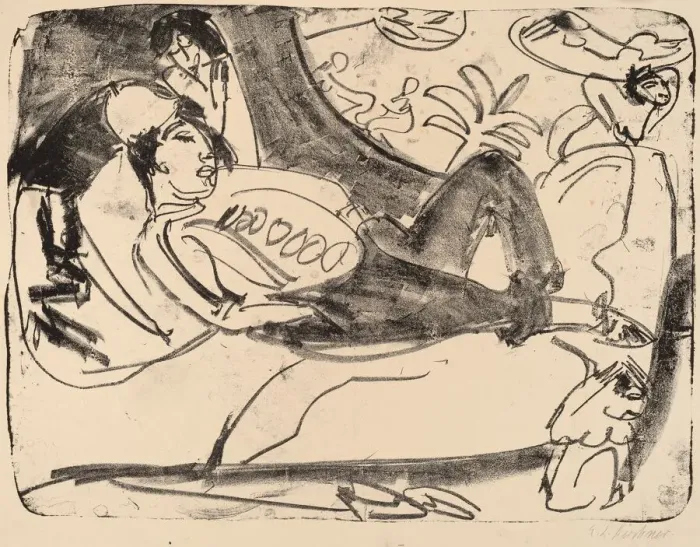 Framed Print : Siesta, 1911-1912. Creator: Ernst Kirchner Framed Print : Siesta, 1911-1912. Creator: Ernst Kirchner