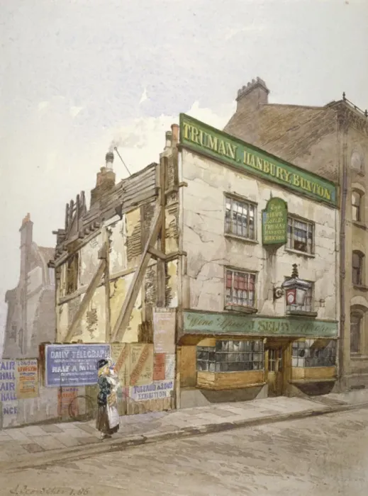 Framed Print : The Sieve public house, Church Street, Minories, London, 1886. Artist: John Crowther Framed Print : The Sieve public house, Church Street, Minories, London, 1886. Artist: John Crowther