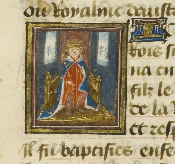 Framed Print : Sigebert III. From Chronique abrégée by Guillaume de Nangis, 1450-1499. Creator: Anonymous () Framed Print : Sigebert III. From Chronique abrégée by Guillaume de Nangis, 1450-1499. Creator: Anonymous ()