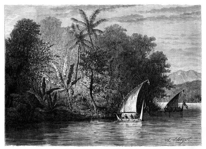 Framed Print : A sight at Celebes, Indonesia, 19th century. Artist: Hubert Clerget Framed Print : A sight at Celebes, Indonesia, 19th century. Artist: Hubert Clerget