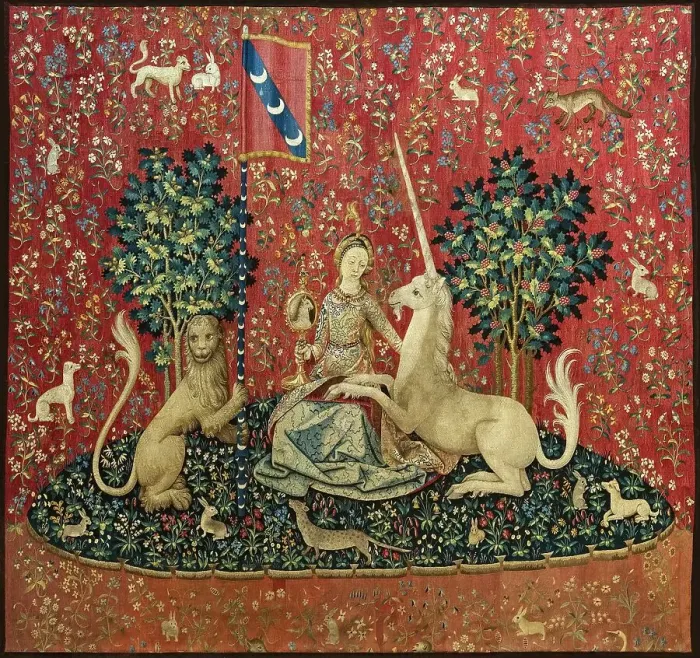 Framed Print : Sight. The Lady and the Unicorn, Between 1484 and 1500. Creator: Anonymous master () Framed Print : Sight. The Lady and the Unicorn, Between 1484 and 1500. Creator: Anonymous master ()
