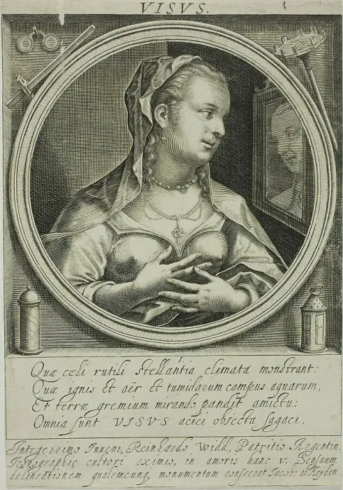 Framed Print : Sight, plate one from The Five Senses, n.d. Creator: Jacob van der Heyden Framed Print : Sight, plate one from The Five Senses, n.d. Creator: Jacob van der Heyden