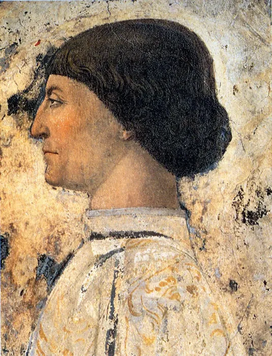 Framed Print : Sigismondo Pandolfo Malatesta (Detail of Fresco in Tempio Malatestiano, Rimini), 1451. Artist: Piero della Francesca (ca 1415-1492) Framed Print : Sigismondo Pandolfo Malatesta (Detail of Fresco in Tempio Malatestiano, Rimini), 1451. Artist: Piero della Francesca (ca 1415-1492)