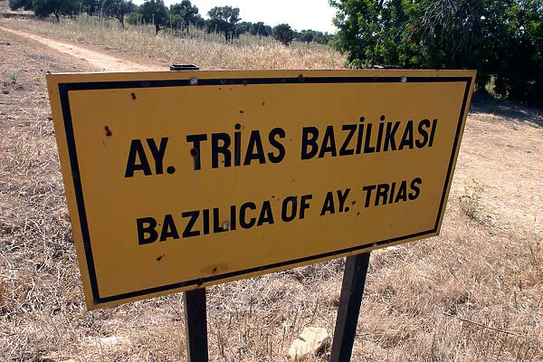 Sign, Basilica of Ayia Trias, Famagusta, North Cyprus
