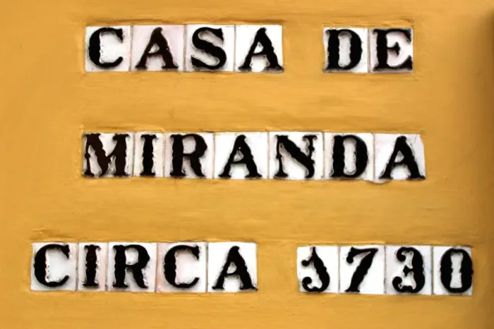 Framed Print : Sign for the Casa de Miranda circa 1730, Puerto de la Cruz, Tenerife, Canary Islands, 2007 Framed Print : Sign for the Casa de Miranda circa 1730, Puerto de la Cruz, Tenerife, Canary Islands, 2007