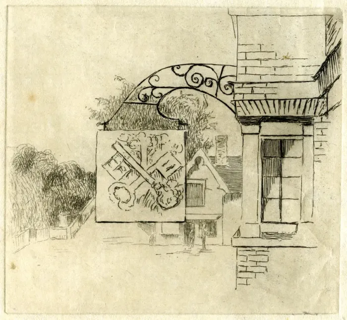 Framed Print : Sign of the Cross Keys, St Neots, Cambridgeshire, 1881. Artist: Edwin Edwards Framed Print : Sign of the Cross Keys, St Neots, Cambridgeshire, 1881. Artist: Edwin Edwards