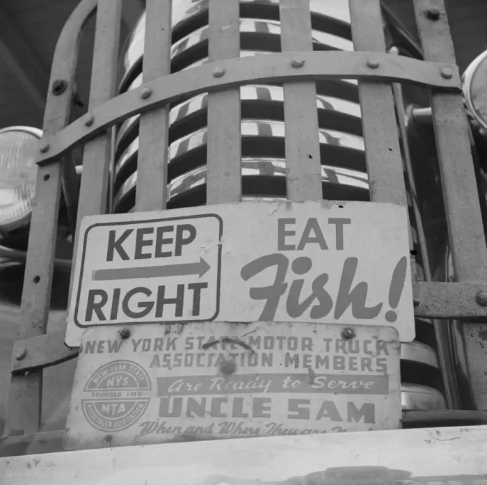 Framed Print : Sign on front of a motor truck, New York, 1943. Creator: Gordon Parks Framed Print : Sign on front of a motor truck, New York, 1943. Creator: Gordon Parks