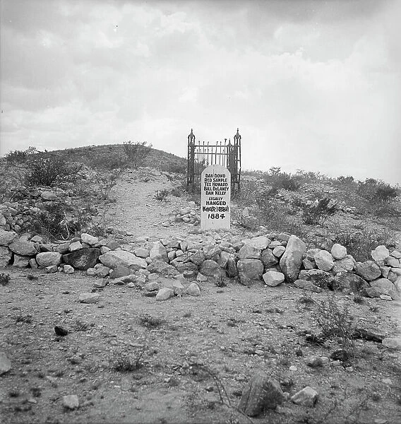 Sign near Tombstone, Boot Hill graveyard, Arizona, 1937. Creator: Dorothea Lange