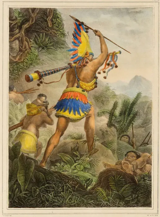 Framed Print : The Signal of Retreat (Coroados). From Voyage pittoresque et historique au Brésil, 1830s. Creator: Debret, Jean-Baptiste (1768-1848). The Signal of Retreat (Coroados). From Voyage pittoresque et historique au Brésil, 1830s Framed Print : The Signal of Retreat (Coroados). From Voyage pittoresque et historique au Brésil, 1830s. Creator: Debret, Jean-Baptiste (1768-1848). The Signal of Retreat (Coroados). From Voyage pittoresque et historique au Brésil, 1830s