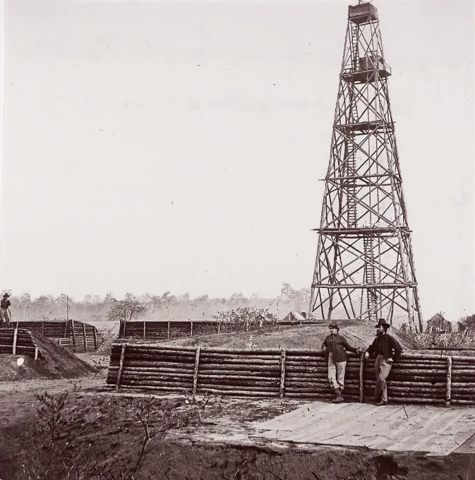 Framed Print : Signal Tower, Cobbs Hill, Appomattox River, 1864. Creator: Tim O Sullivan Framed Print : Signal Tower, Cobbs Hill, Appomattox River, 1864. Creator: Tim O Sullivan