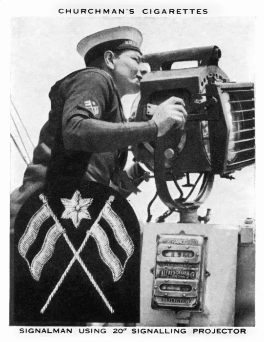 Framed Print : Signalman using 20 Signalling Projector, 1937. Artist: WA & AC Churchman Framed Print : Signalman using 20 Signalling Projector, 1937. Artist: WA & AC Churchman