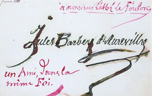 Signature of Jules-Amedee Barbey d Aurevilly, 19th century. Artist: Jules-Amedee Barbey d Aurevilly