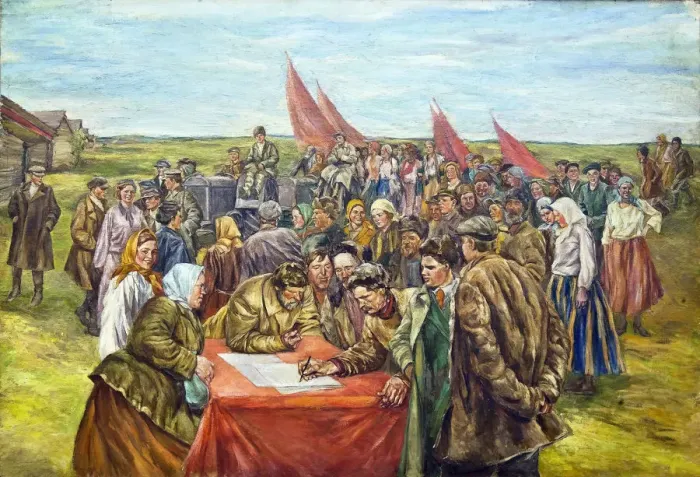 Framed Print : The signing the government bonds, Mid of 1930s. Creator: Shestakov, Nikolai Ivanovich (1883-1937) Framed Print : The signing the government bonds, Mid of 1930s. Creator: Shestakov, Nikolai Ivanovich (1883-1937)