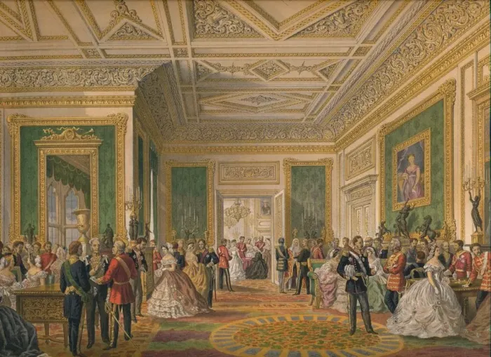 Framed Print : The Signing of the Marriage Attestation Deed, 1863. Artist: Robert Dudley Framed Print : The Signing of the Marriage Attestation Deed, 1863. Artist: Robert Dudley