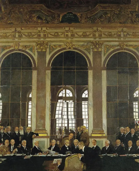 Framed Print : The Signing of Peace in the Hall of Mirrors, Versailles, 28 June 1919, 1919. Creator: Orpen, Sir William (1878-1931) Framed Print : The Signing of Peace in the Hall of Mirrors, Versailles, 28 June 1919, 1919. Creator: Orpen, Sir William (1878-1931)