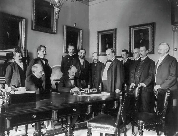 Signing of the Peace Protocol - Washington - Aug. 12th, 1898, c1898. Creator: Frances Benjamin Johnston