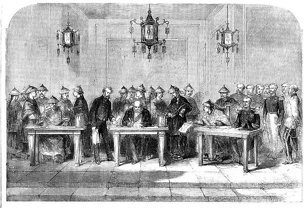 Signing of the Treaty between England and China at Tien-tsin on June 26, 1858, (1858). Creator: Unknown
