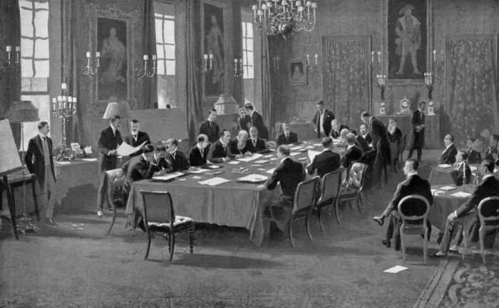 Framed Print : Signing the treaty of London, May 1913, (c1920) Framed Print : Signing the treaty of London, May 1913, (c1920)