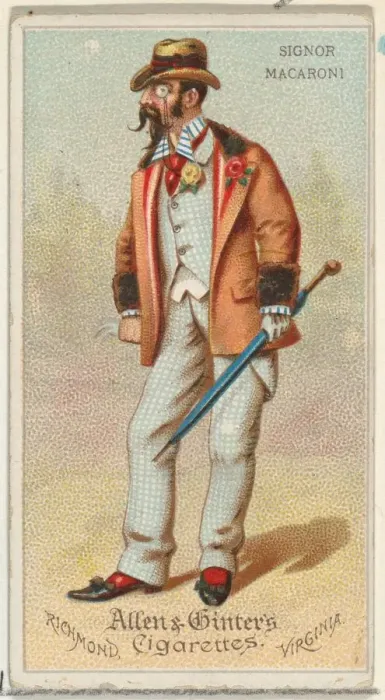 Framed Print : Signor Macaroni, from Worlds Dudes series (N31) for Allen & Ginter Cigarettes, 1888 Framed Print : Signor Macaroni, from Worlds Dudes series (N31) for Allen & Ginter Cigarettes, 1888