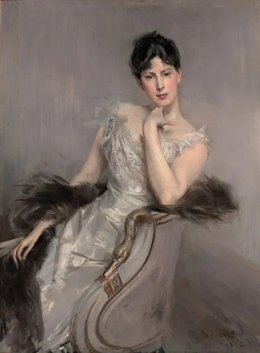Framed Print : Signora in bianco (Lady in white), 1902. Creator: Boldini, Giovanni (1842-1931) Framed Print : Signora in bianco (Lady in white), 1902. Creator: Boldini, Giovanni (1842-1931)